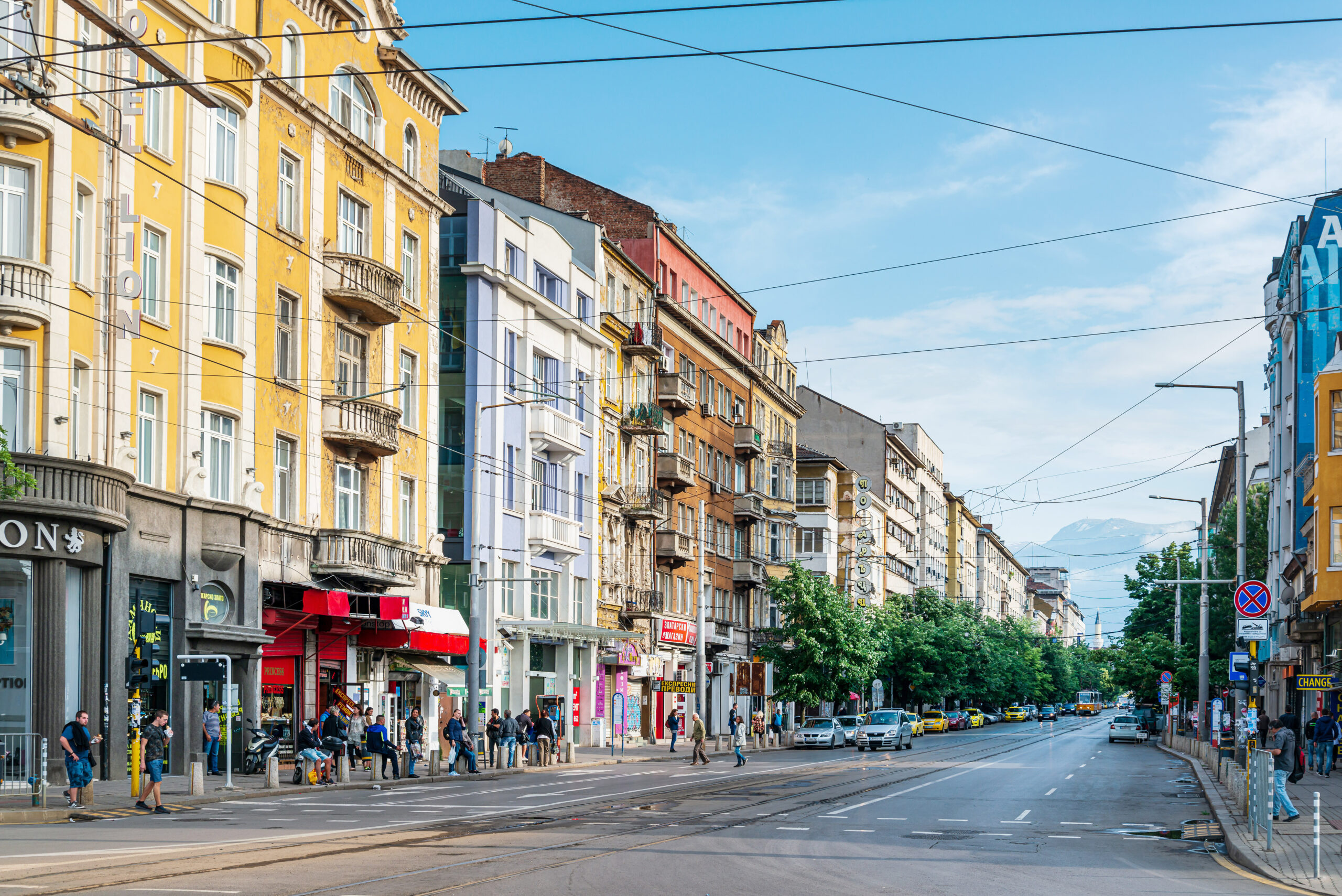 street scene with cafe sofia bulgaria