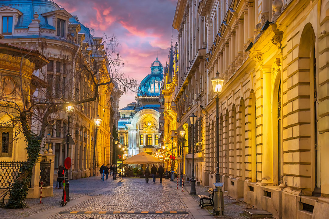 National Museum  in old town Bucharest, cityscape of Romania