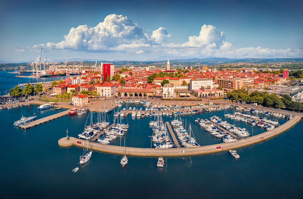 koper harbor with boats slovenia