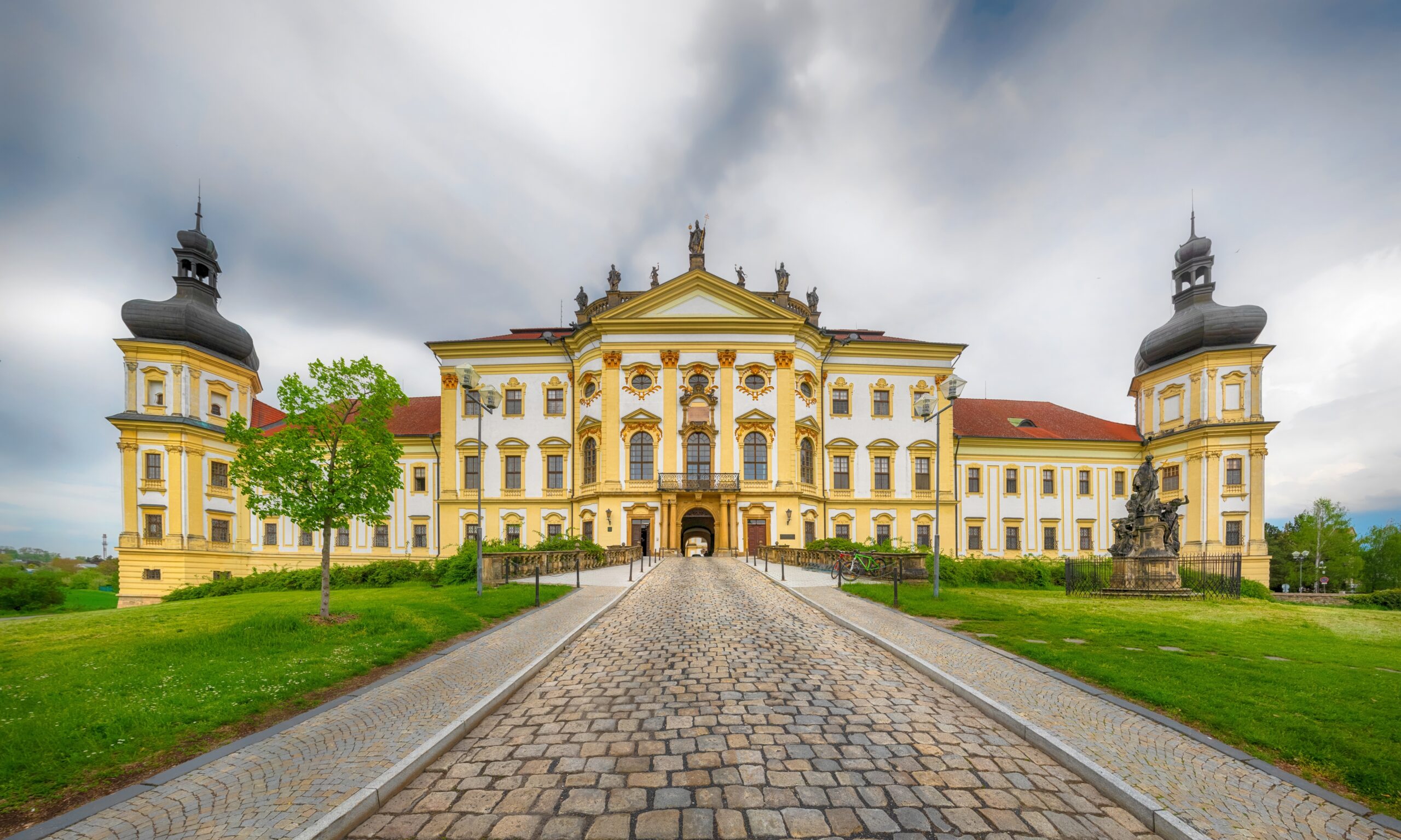 beautiful yellow monastery in Olomouc, Czech Republic