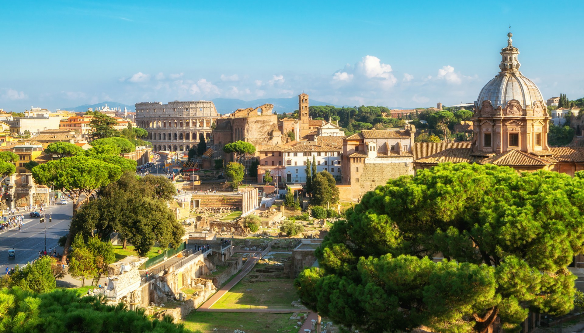 view of rome italy with Colosseum view of rome italy with Colosseum