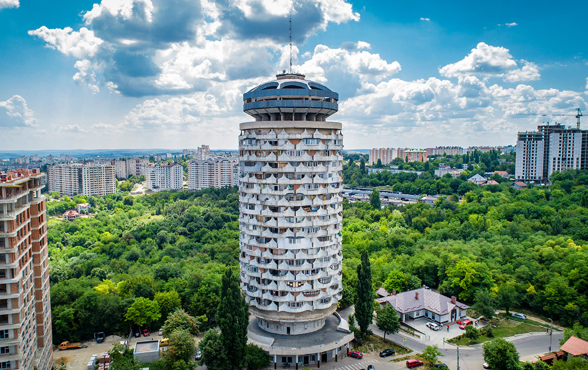 round soviet era building in moldova