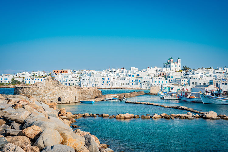 Naousa, in the northeastern corner of the island of Paros, in Cyclades Archipelago, Aegean Sea, Greece. Naousa, in the northeastern corner of the island of Paros, in Cyclades Archipelago, Aegean Sea, Greece.