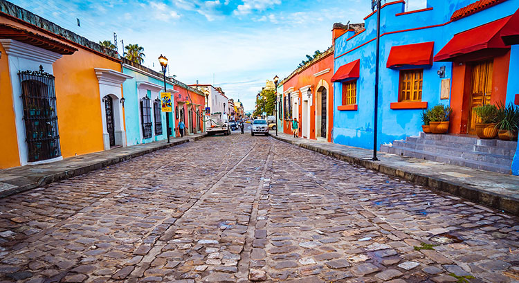 Street view in Oaxaca City, Mexico colorful street view in Oaxaca City, Mexico
