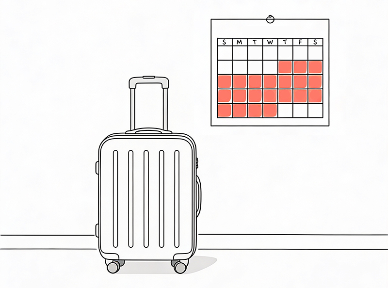 suitcase and calendar